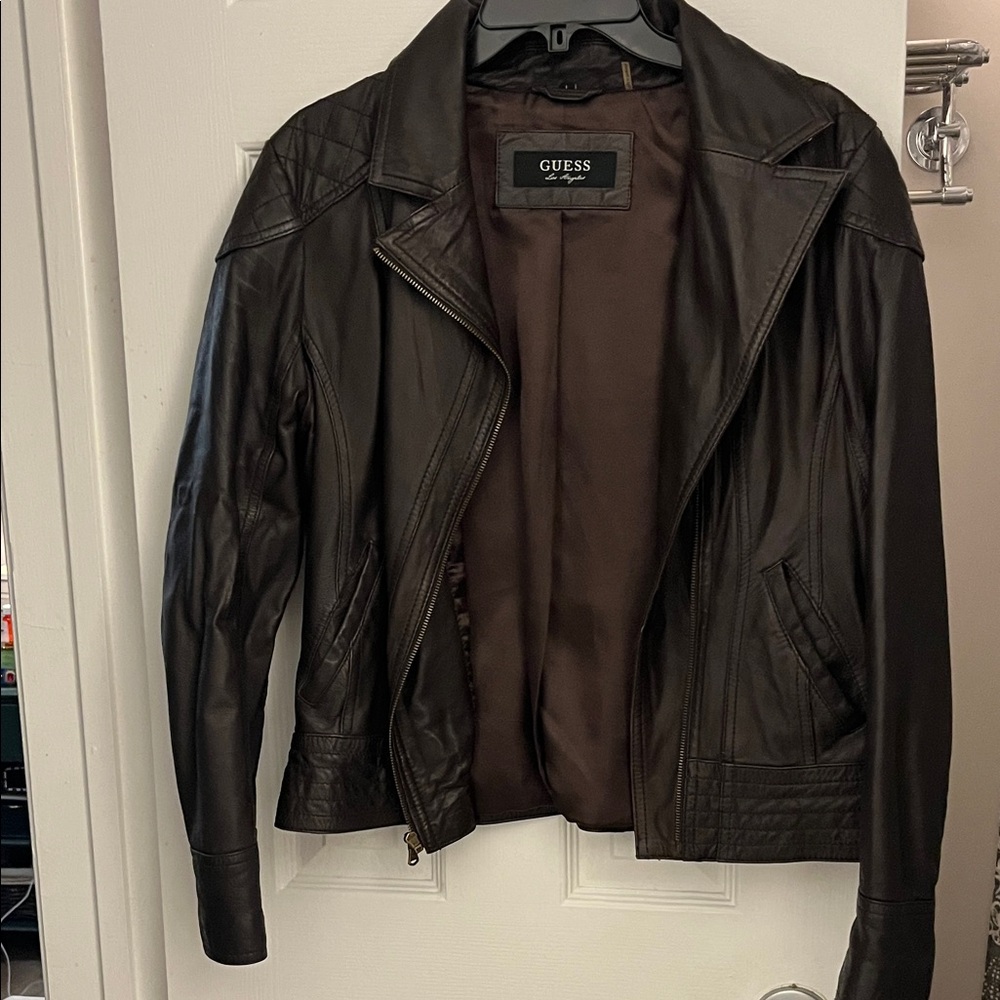 Guess Chocolate Leather Jacket